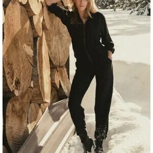 DÔEN Serre Zip Front Utility Silk Jumpsuit Black size XS